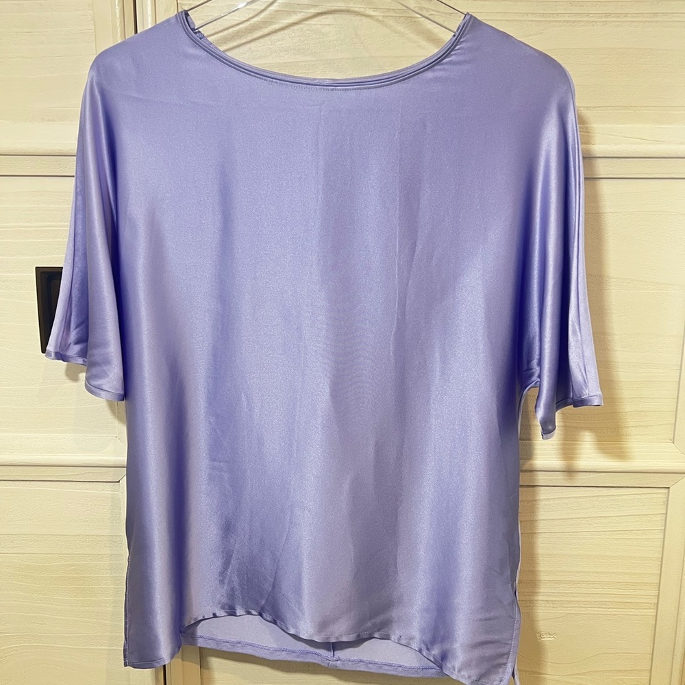 Intimissimi Short Sleeve Silk and Modal Top Lilac Purple Sz S